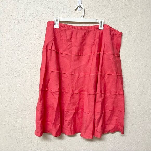 Soft Surroundings Skirt Womens 100% Linen Pull On Smocked A-Line Size 3X Tiered - Picture 1 of 6